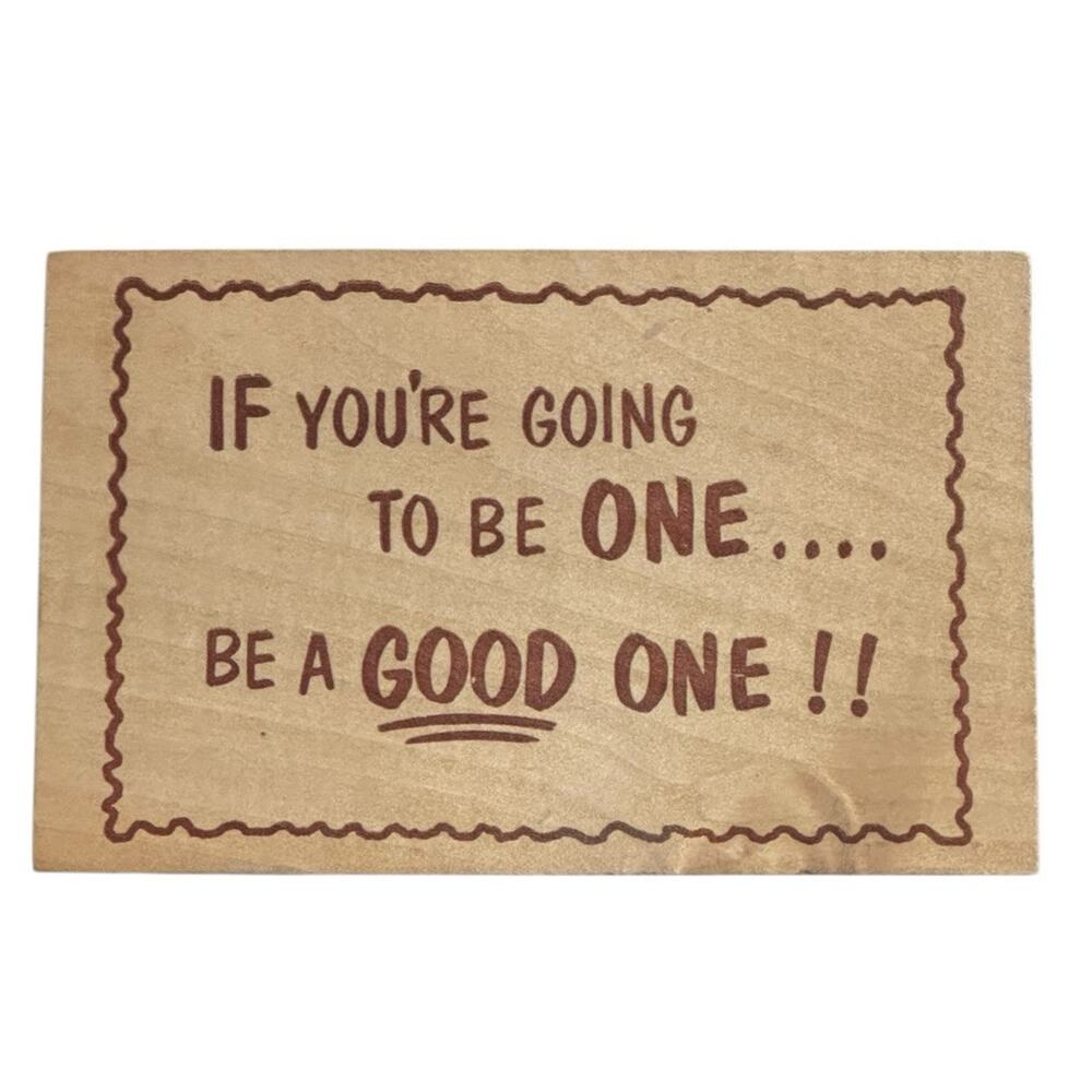 Vtg Wooden Postcard Be A Good One Unposted 3 Cent‎ Dixie Novelty North Carolina